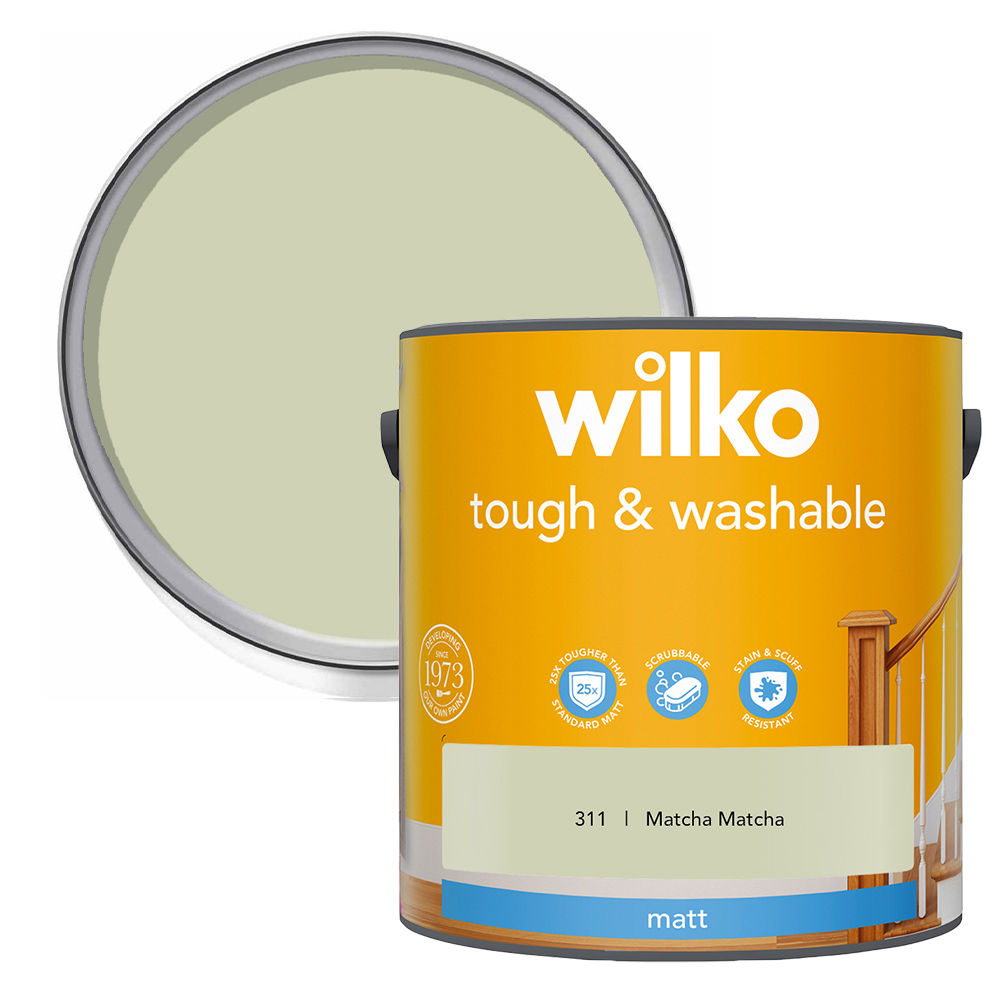 Wilko Tough & Washable Matcha Matt Emulsion Paint 2.5L Image 1