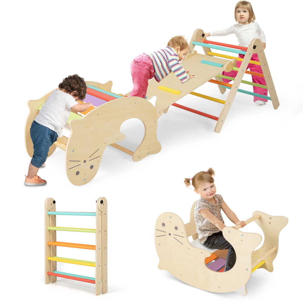 Costway Multicolour Kids 7 in 1 Wooden Foldable Indoor Climbing Toy Image 3