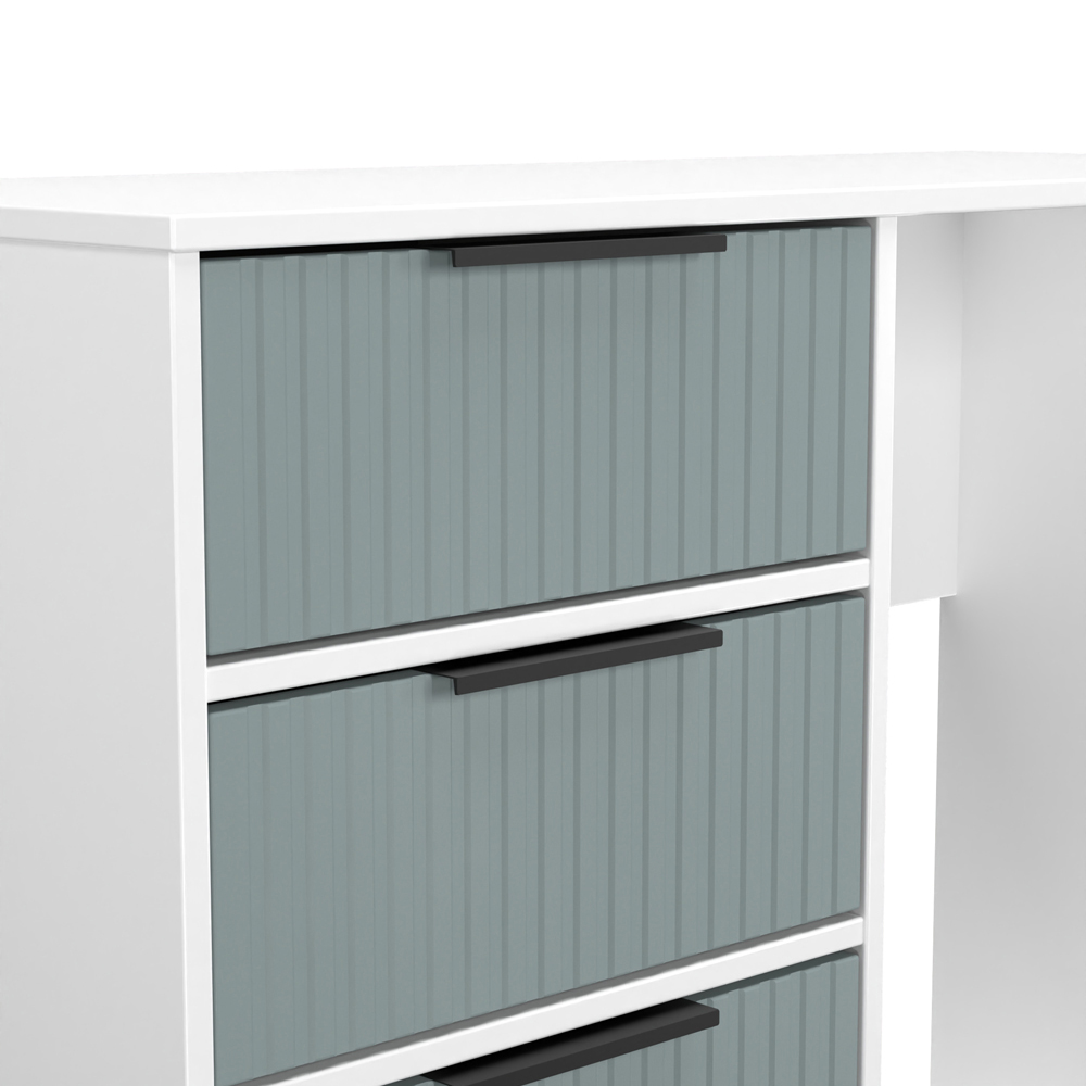 Crowndale Fluted 4 Drawer Duck and White Matt Vanity Dressing Table Ready Assembled Image 5