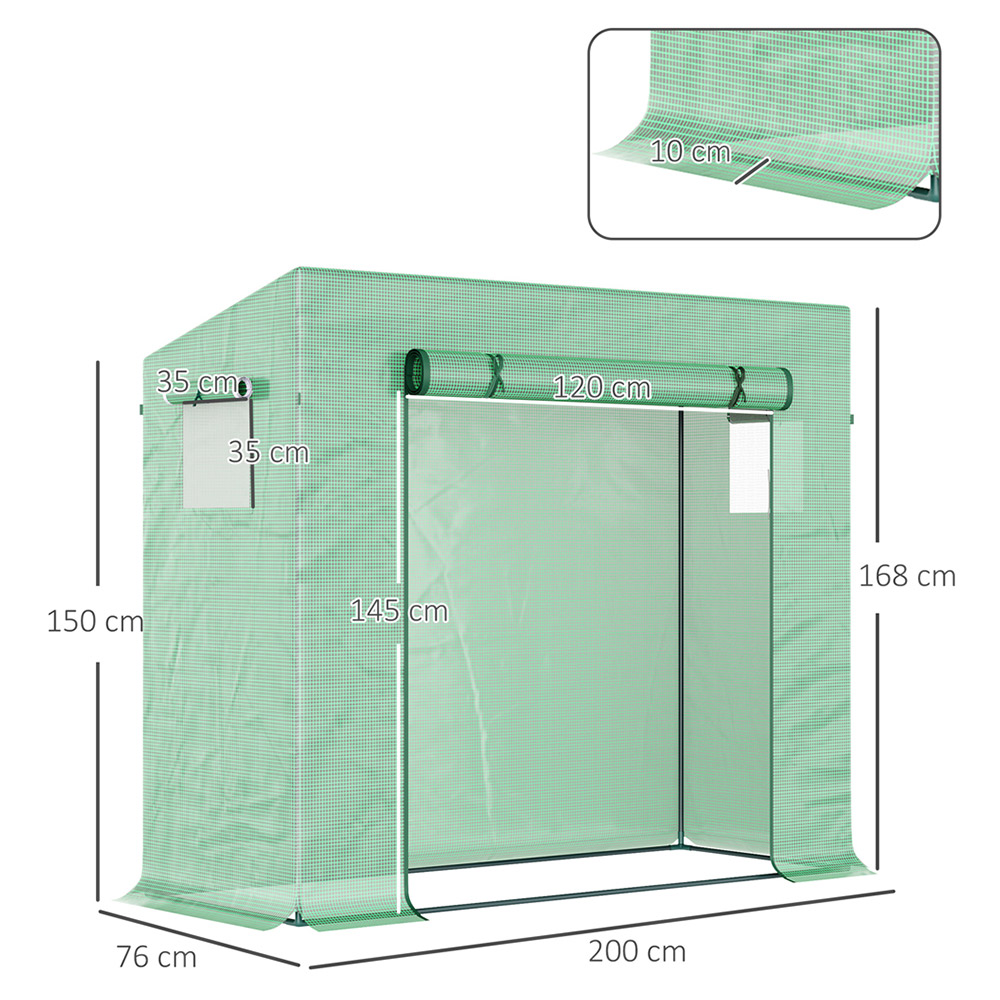 Outsunny Green Plastic 6.6 x 2.5ft Polytunnel Greenhouse Image 7