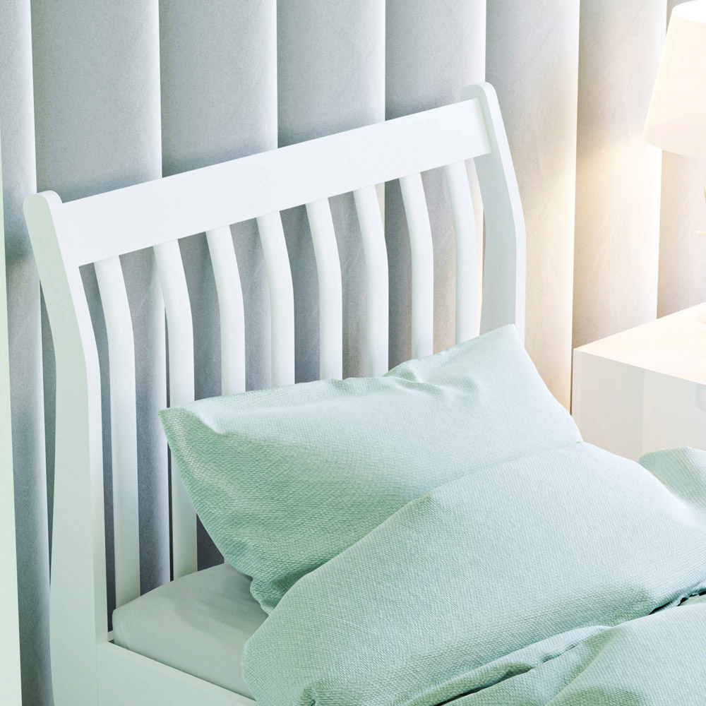 JUNIOR VIDA Orion Single White Sleigh Bed with Gel Memory Foam Mattress Image 4
