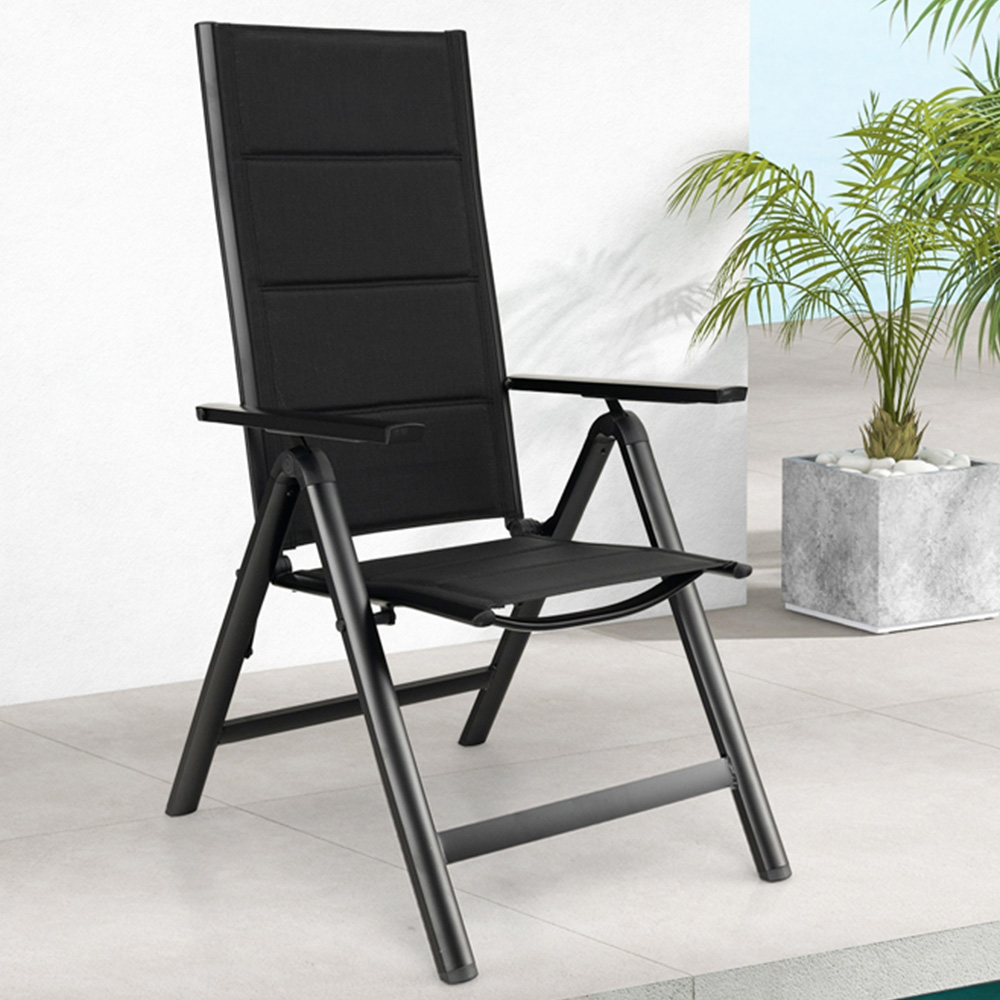 Costway Black Padded Folding Garden Chair Wilko