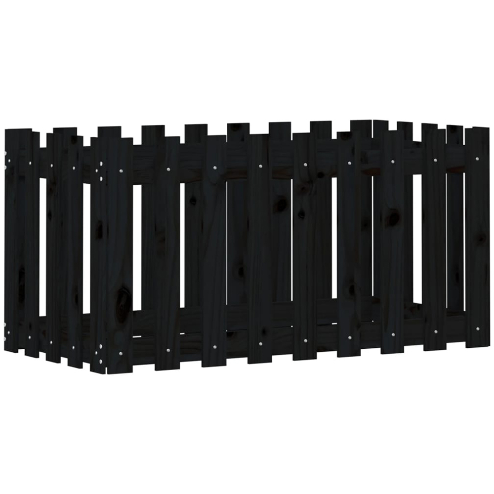 vidaXL Black Pine Wood Raised Garden Bed 50 x 50 x 100cm Image 3