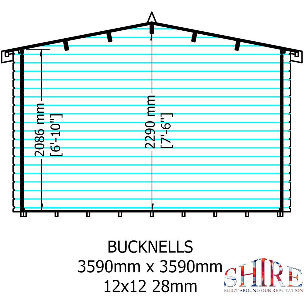 Shire Bucknells 12 x 12ft Pressure Treated Log Cabin Image 9