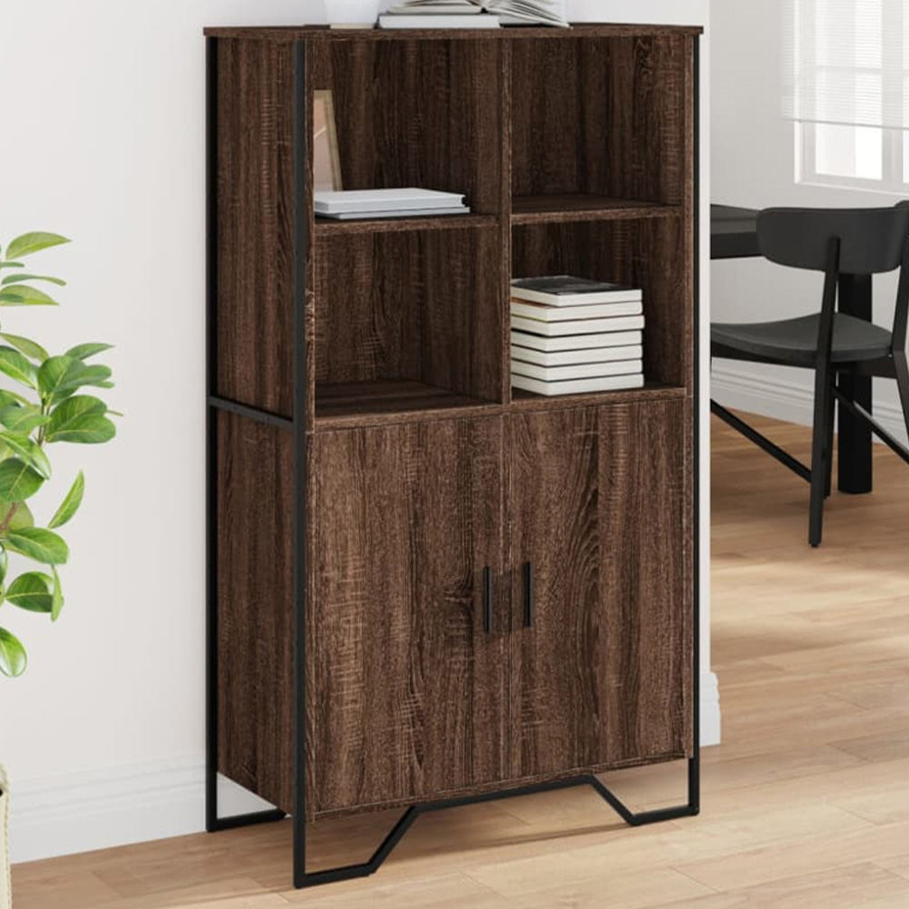 vidaXL 2 Door 4 Shelf Brown Oak Highboard Image 1