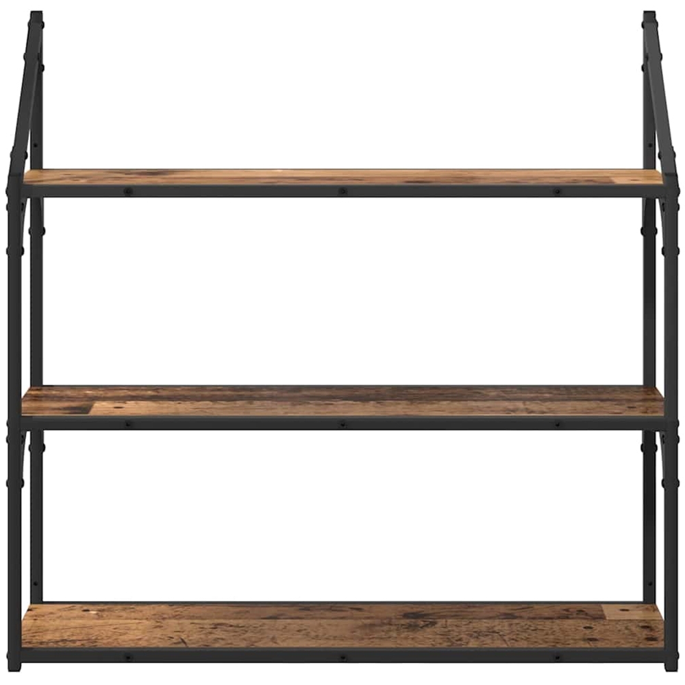 vidaXL 80cm 3 Shelf Old Wood Wall Shelf Image 4