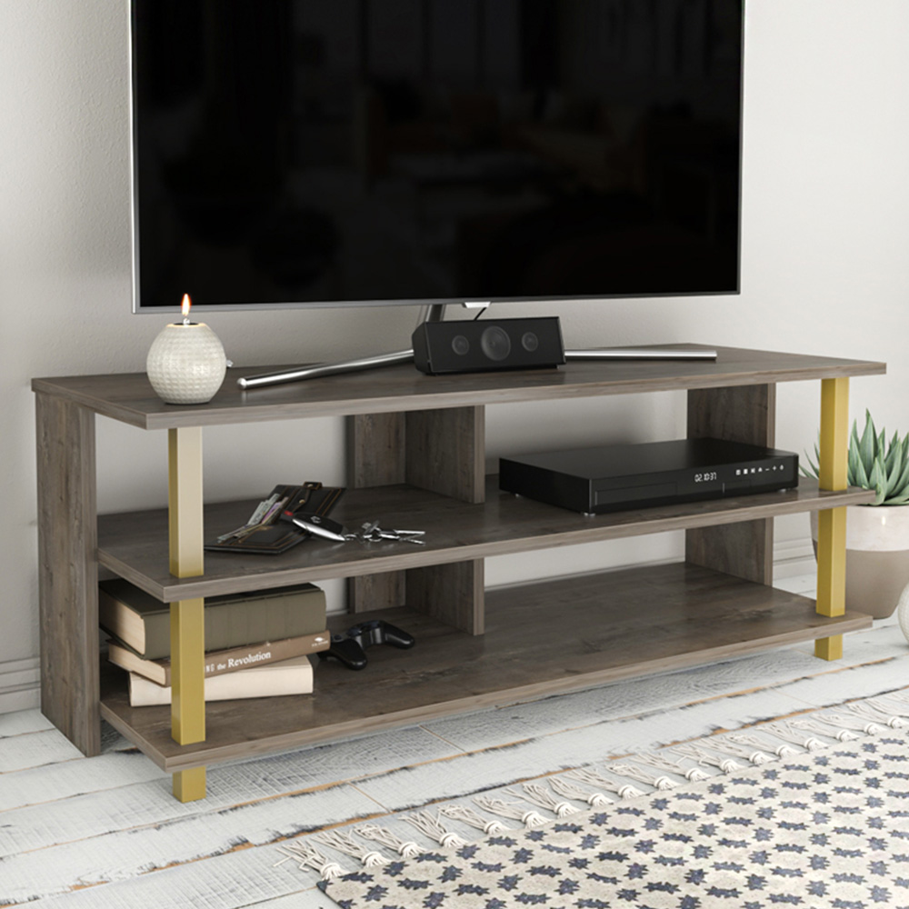 Decorotika Pueblo 4 Shelf Gold Wenge TV Stand for 55 inch TV Image 1