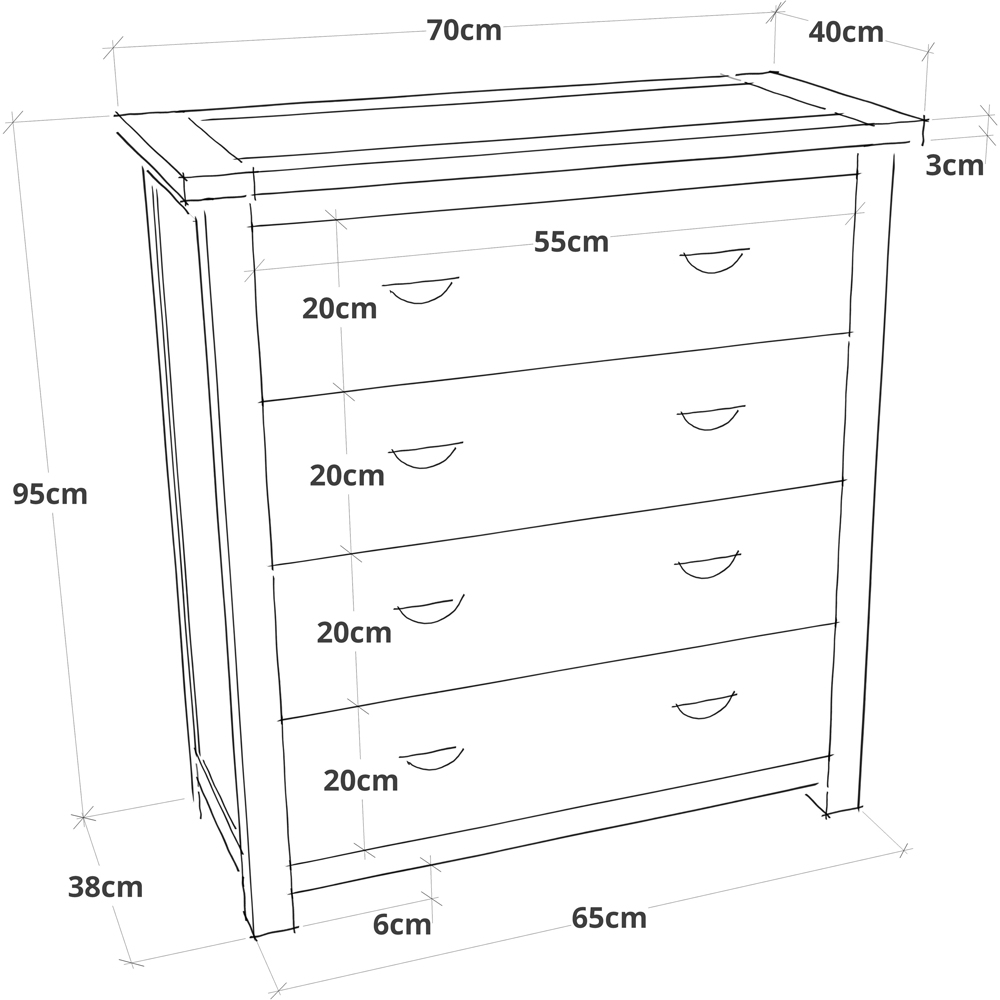 Cabinet Bits Padua 4 Drawer Light Brown Brass Cup Handle Chest of Drawers Image 9