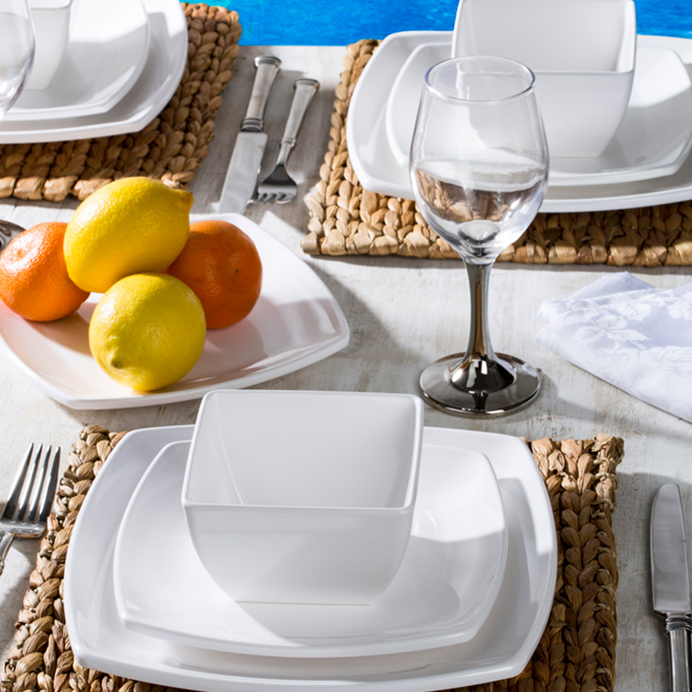 TP Square Melamine White 12 Piece Dinner Set Image 3