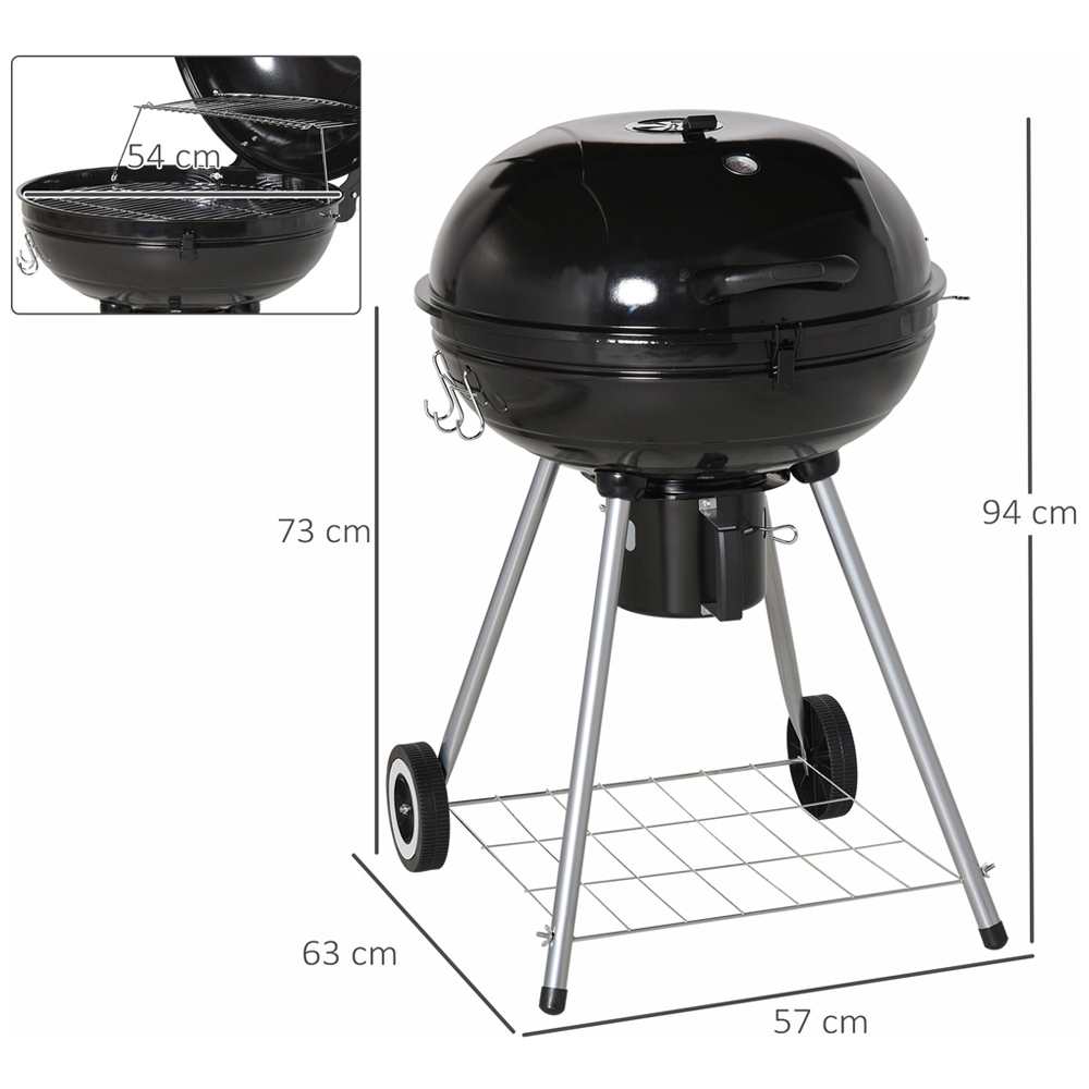 Outsunny Black Portable Kettle Charcoal BBQ Grill Image 5