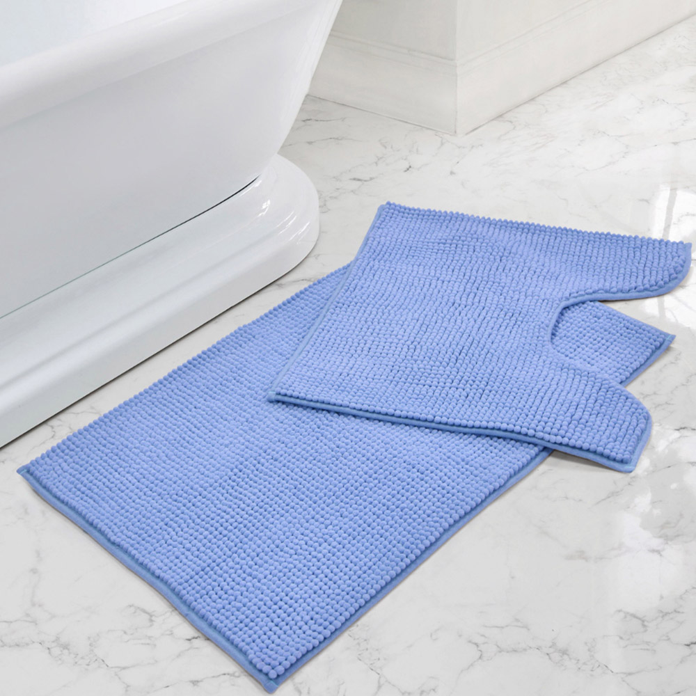 Mayfair Blue Shaggy Noodle Bath Mat 50 x 80cm Image 9