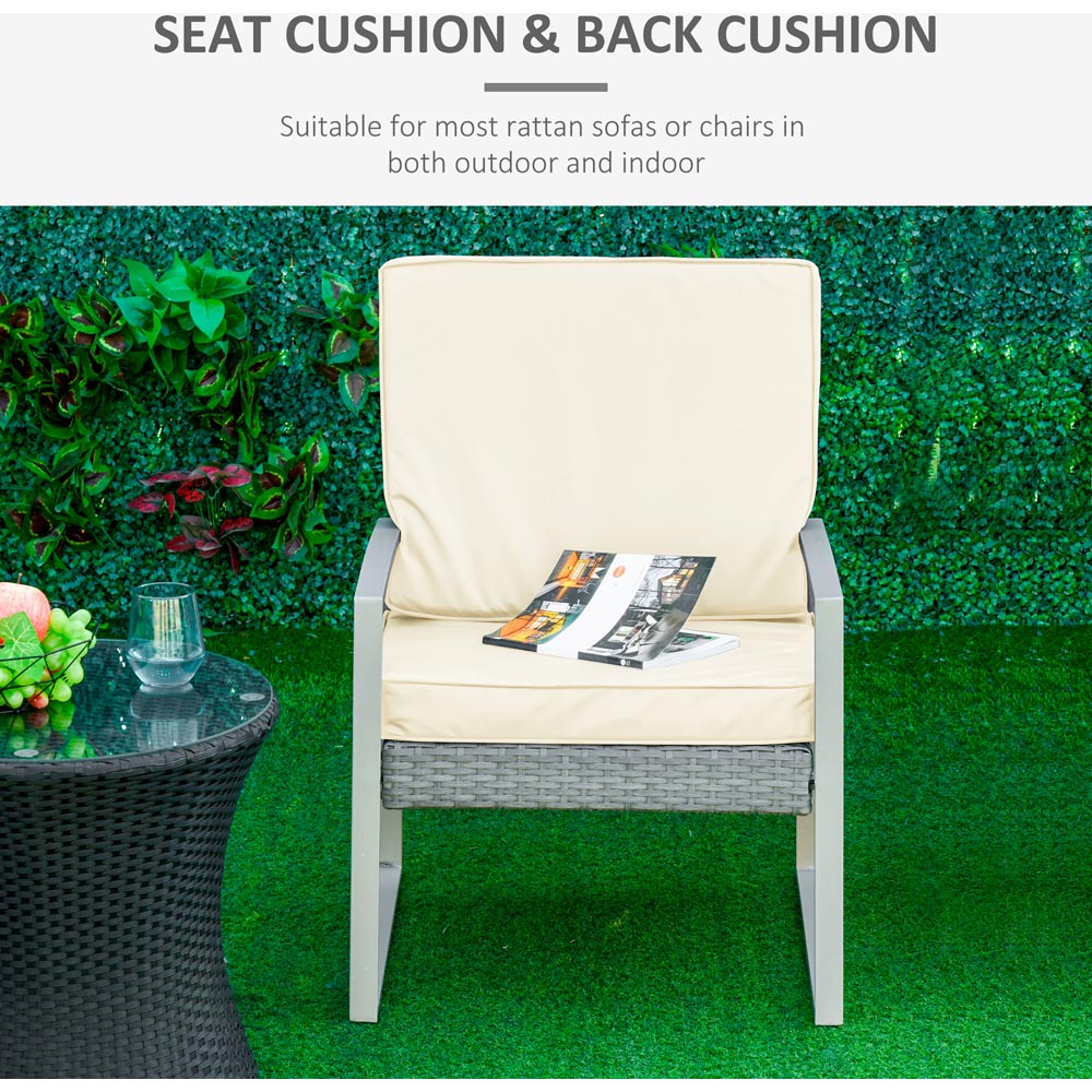 Outsunny Cream White Seat and Back Garden Cushion Set Image 4