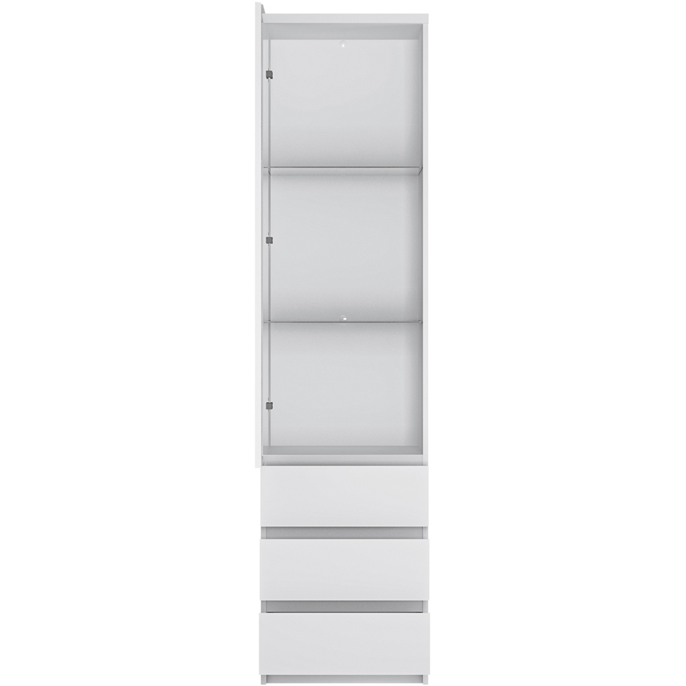 Florence Fribo Single Door 3 Drawer White Tall Narrow Display Cabinet Image 3