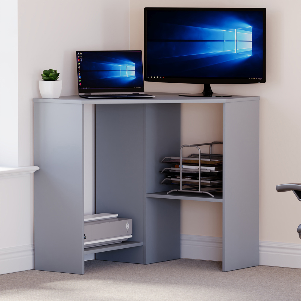 Vida Designs Hetton Corner Computer Desk Grey Image 5