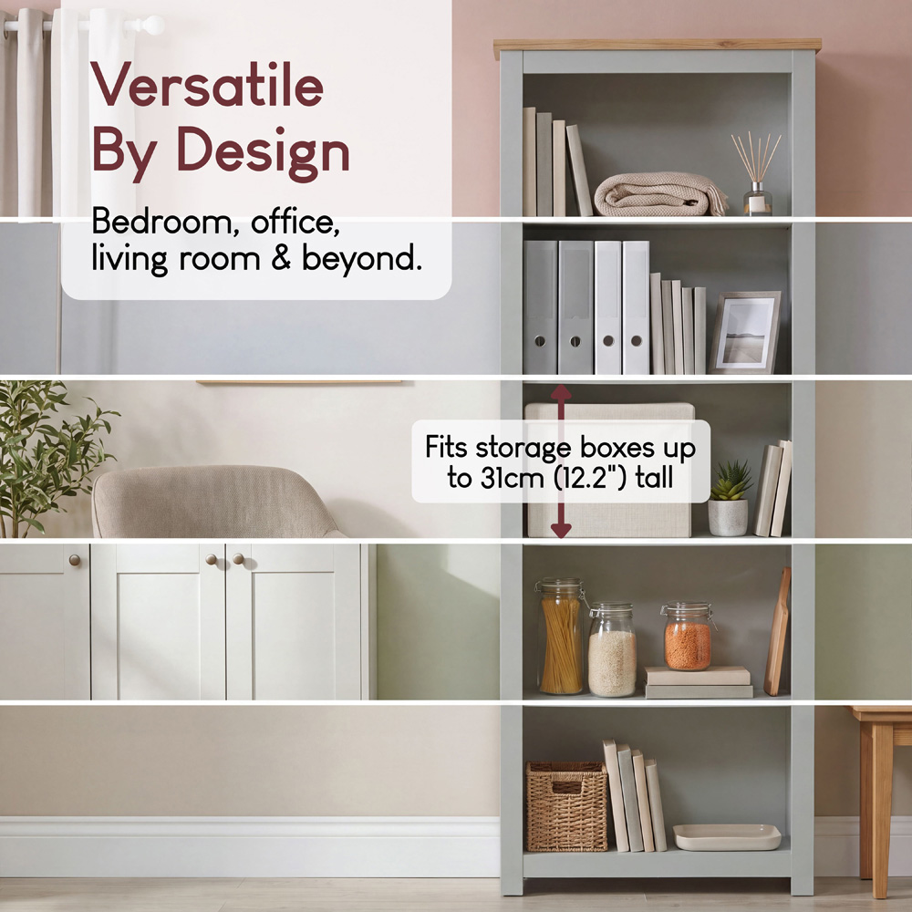 VIDA DESIGNS Arlington 5 Shelf Grey Bookcase Image 4