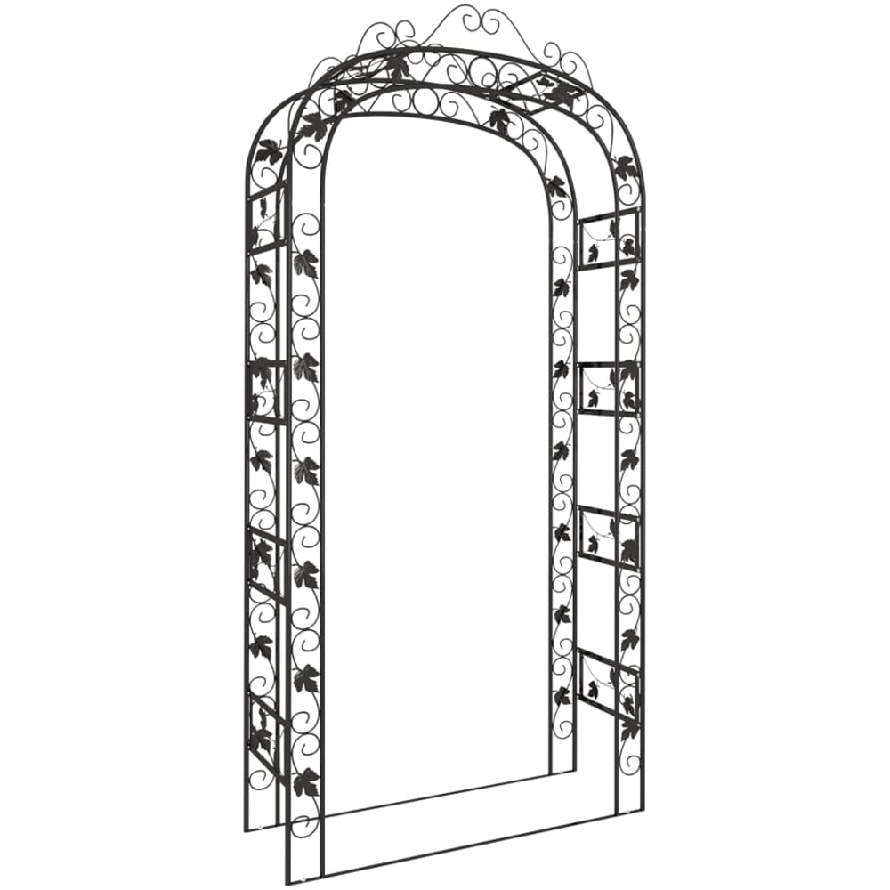vidaXL Black Powder Coated Steel Decorative Garden Arch 116 x 45 x 240cm Image 2