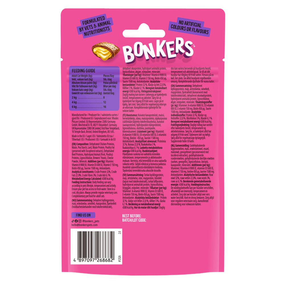 Bonkers Bangin Beef Flavour Cat Treats 60g Wilko