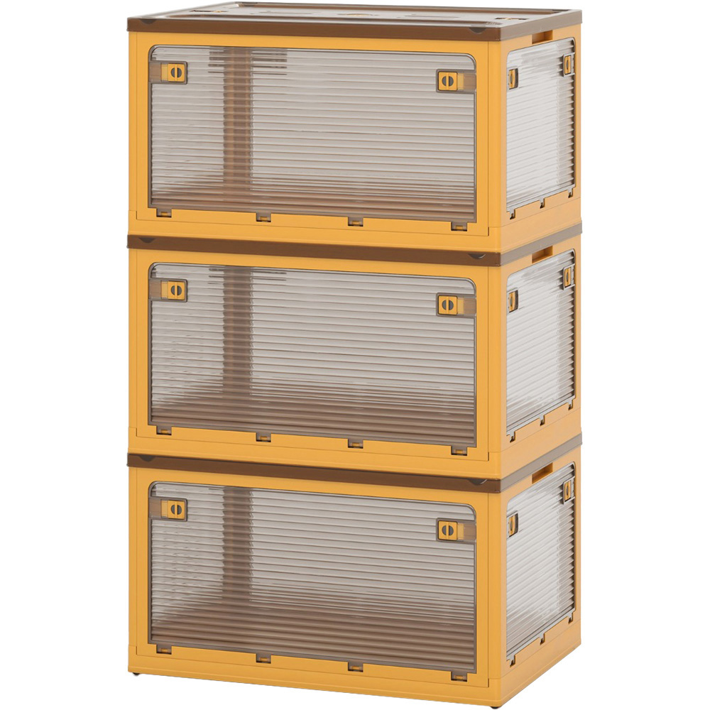 Costway 292L Yellow Collapsible Storage Bin Set of 3 Image 1