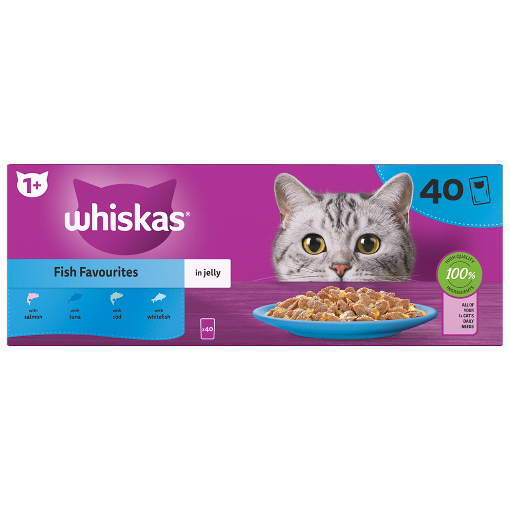 Whiskas Adult Wet Cat Food Pouches Fish Selection in Jelly 40 x 85g Image 4