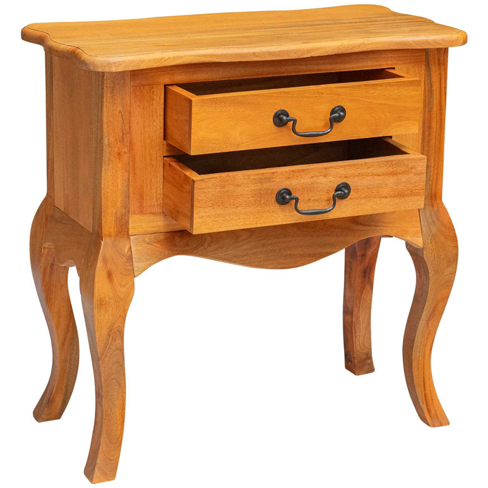 vidaXL 2 Drawer Solid Mahogany Wood Side Table Image 4