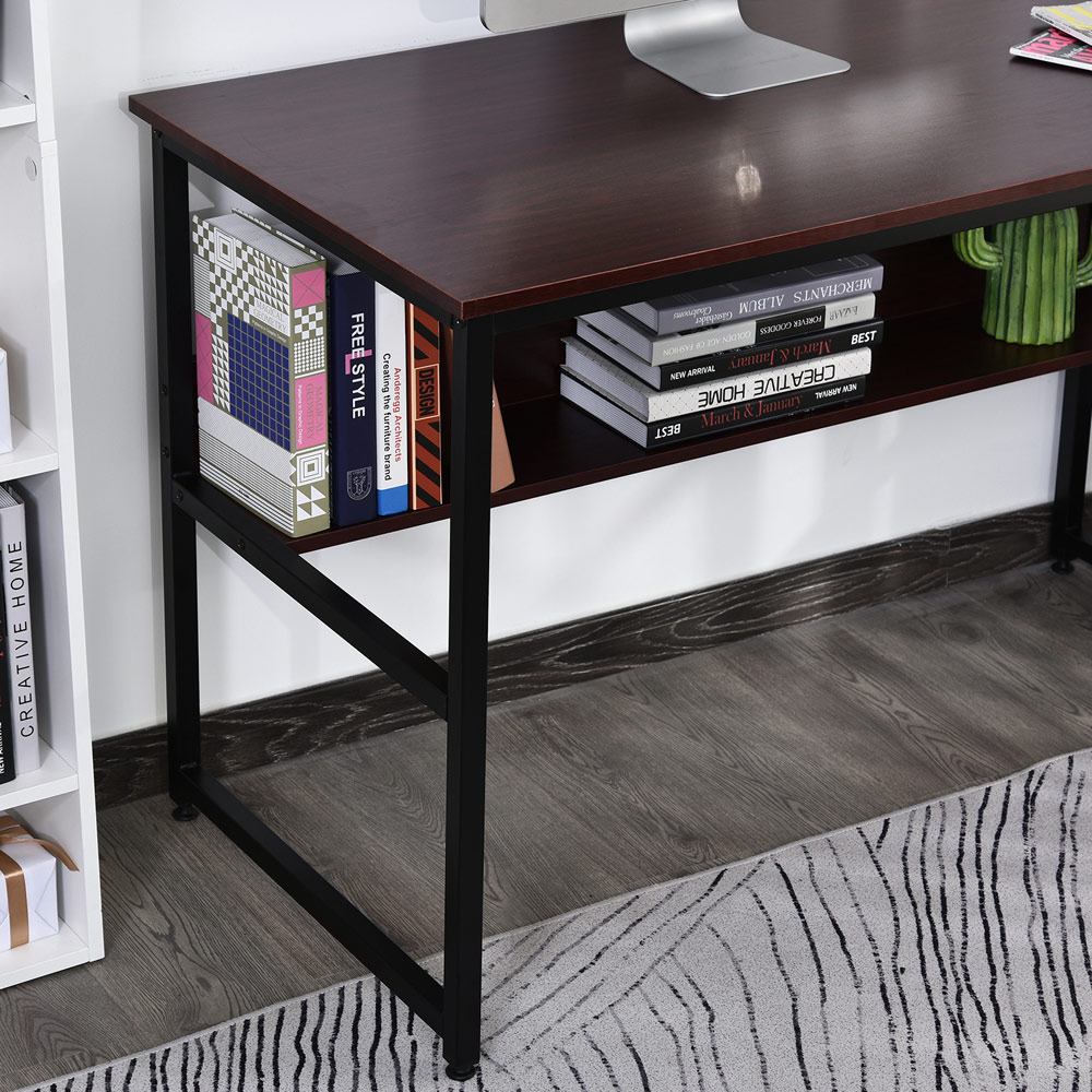 Portland Adjustable Metal Frame Desk Brown and Black Image 4