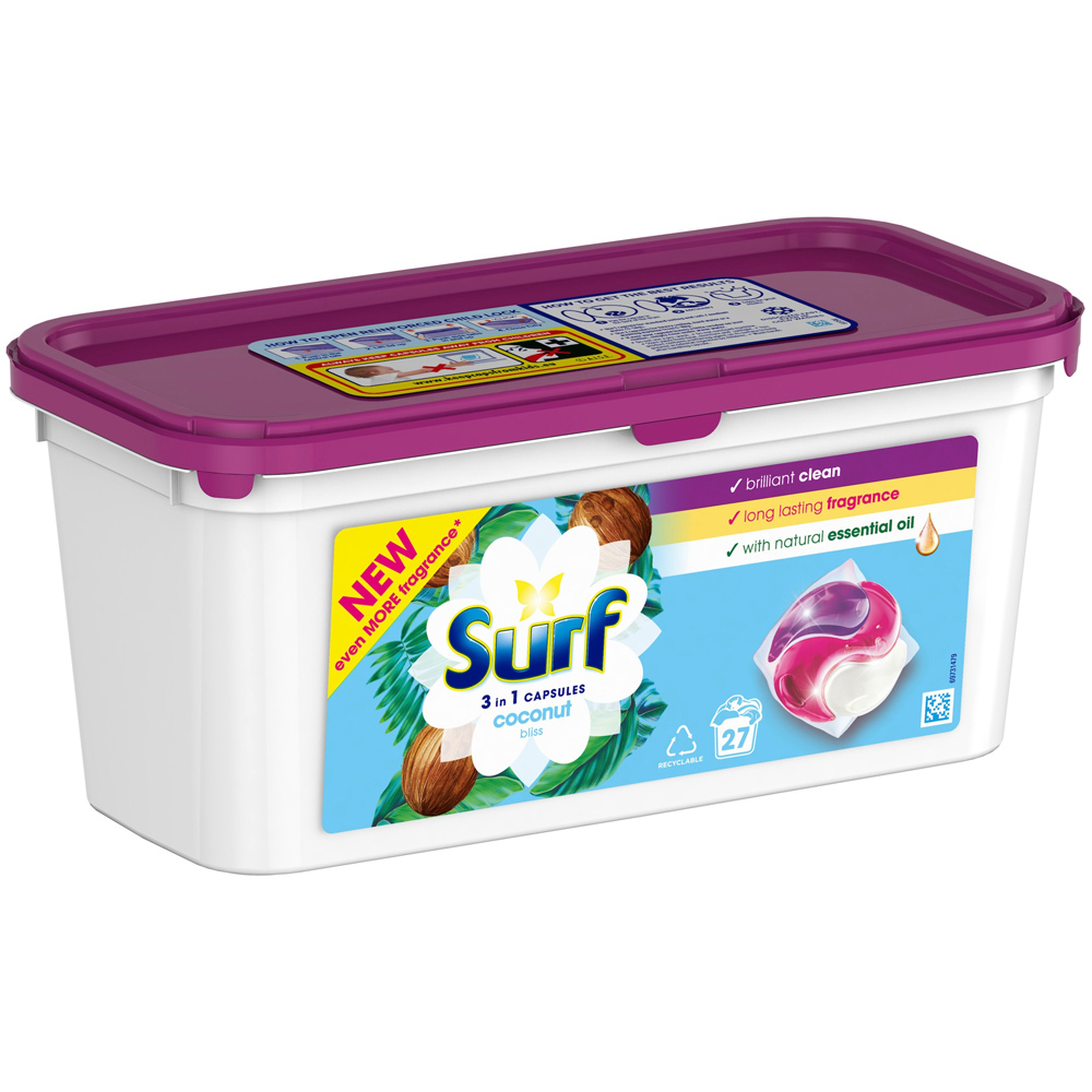 Surf 3 in 1 Coconut Bliss Laundry Washing Capsules Image 3