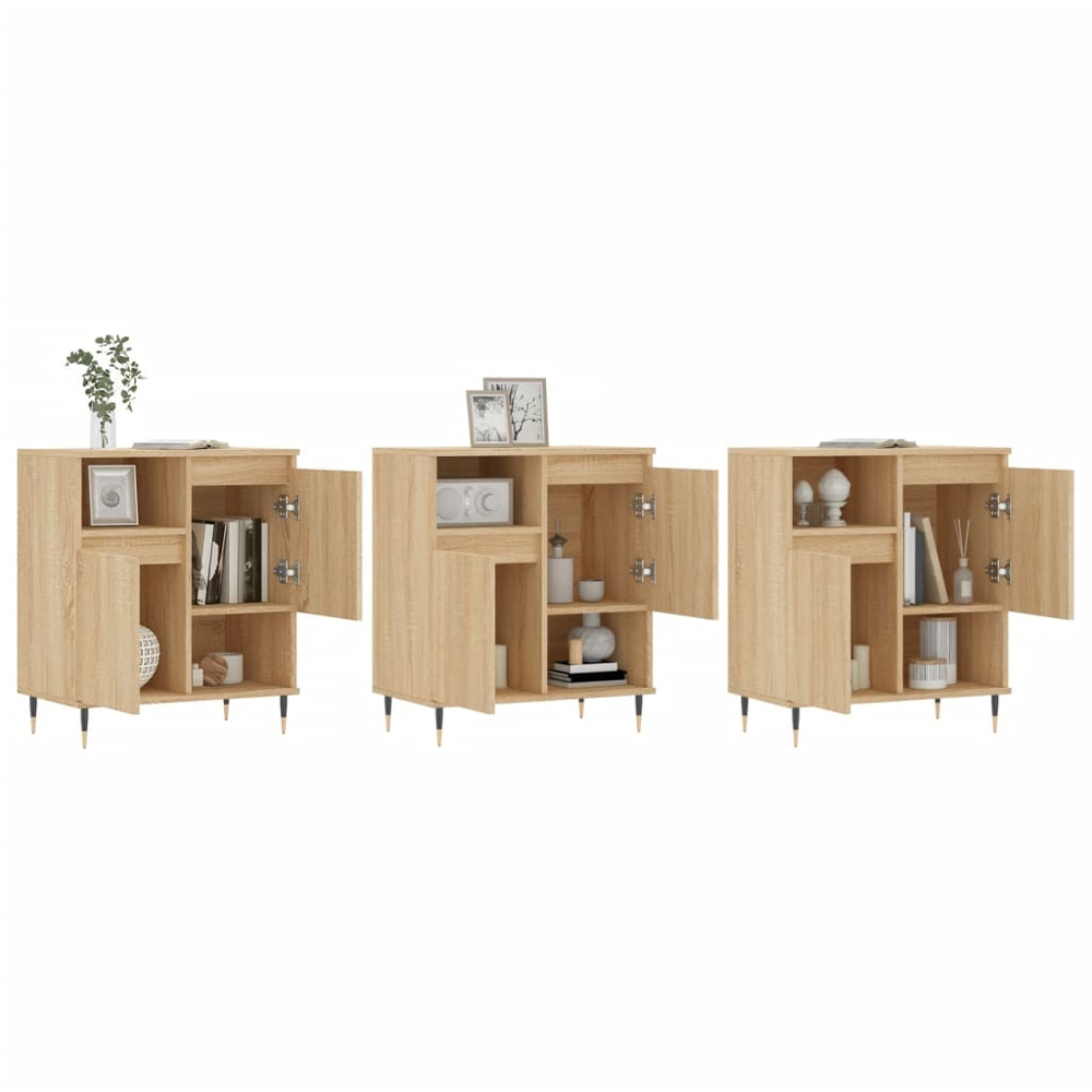 vidaXL 2 Door 2 Shelf Sonoma Oak Sideboard Set of 3 Image 3
