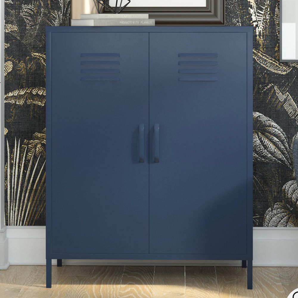 Dorel Bradford 2 Door 3 Shelf Navy Metal Storage Cabinet Image 1