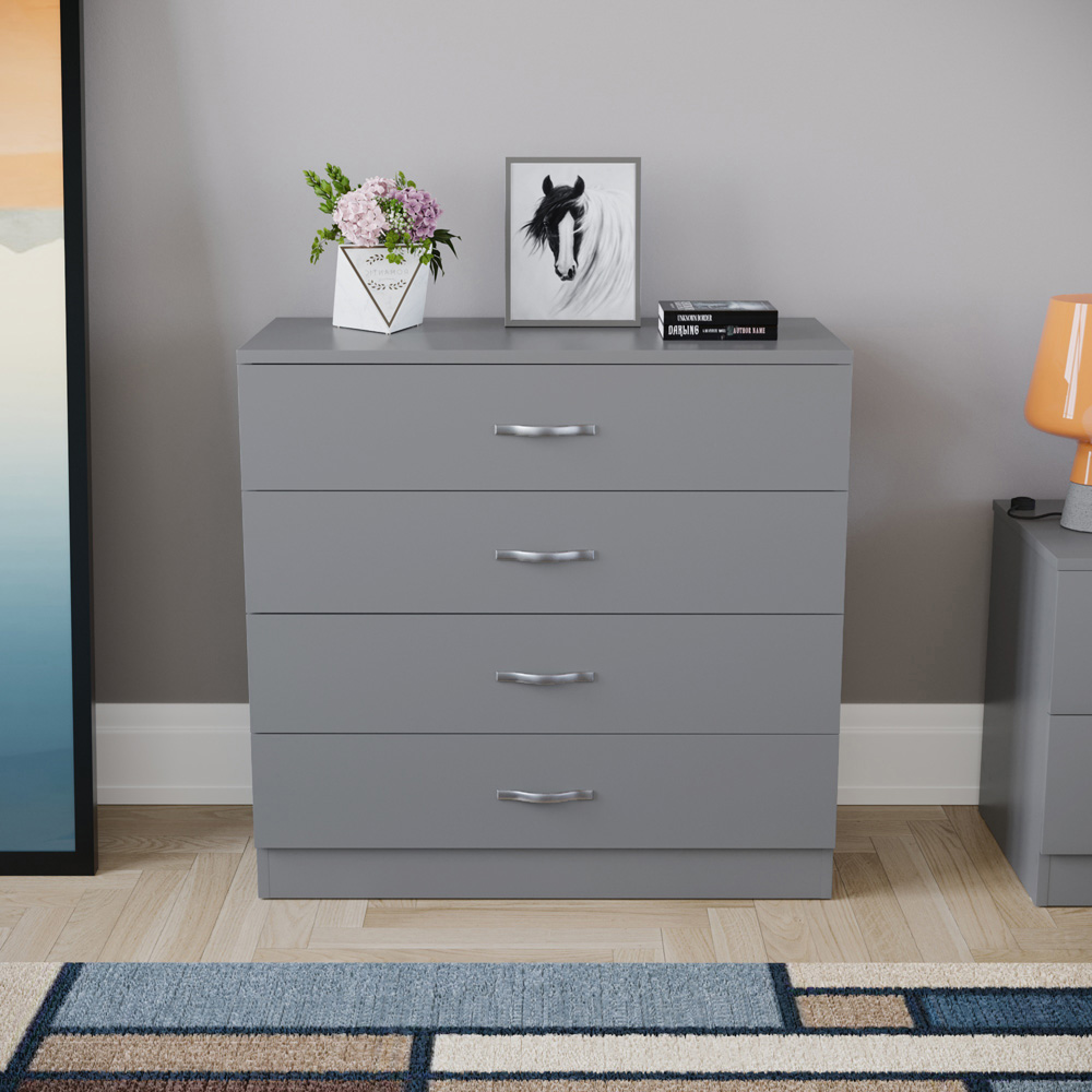 VIDA DESIGNS Riano 4 Drawer Grey Chest of Drawers with Metal Handles Image 7