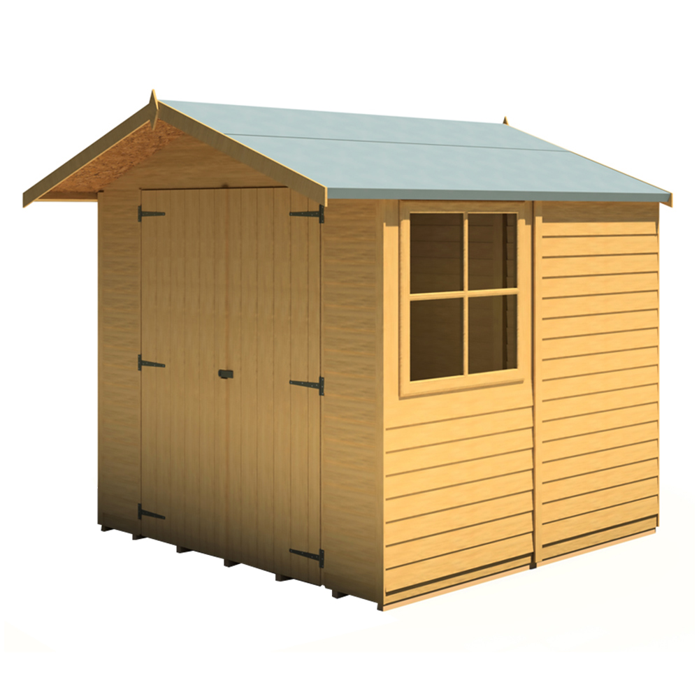 Shire 7 x 7ft Double Door Dip Treated Overlap Apex Shed Image 3