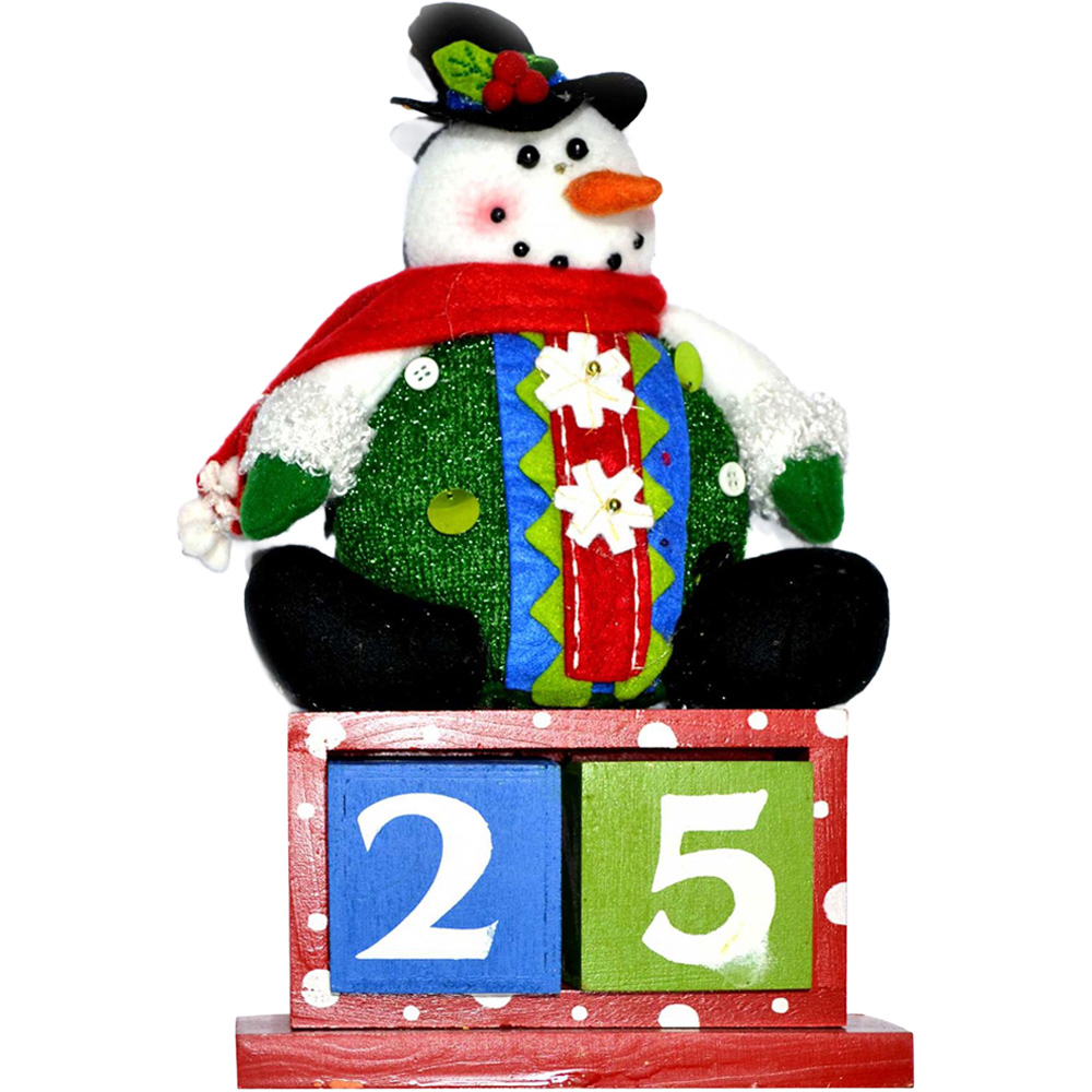 Shatchi Wooden Block Snowman Theme Calendar Christmas Decoration Image 1