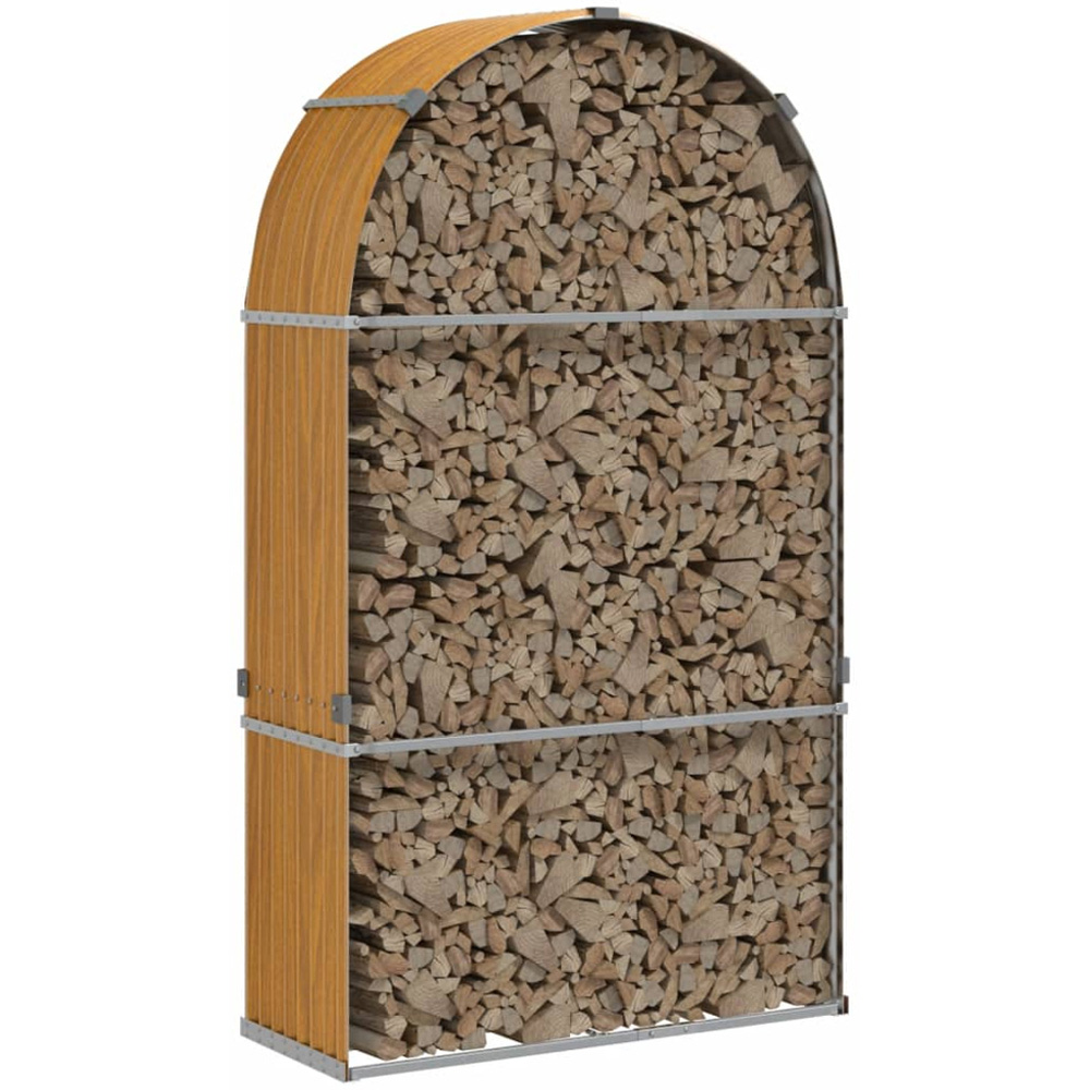 vidaXL Brown Galvanised Steel Firewood Log Holder 210 x 120 x 45cm Image 2