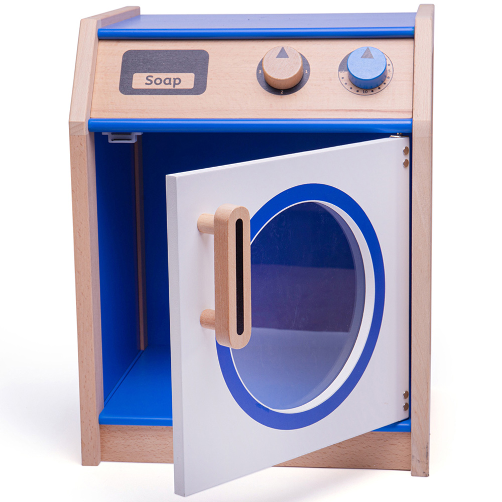 Tidlo Kids Blue Wooden Toy Washing Machine Image 2