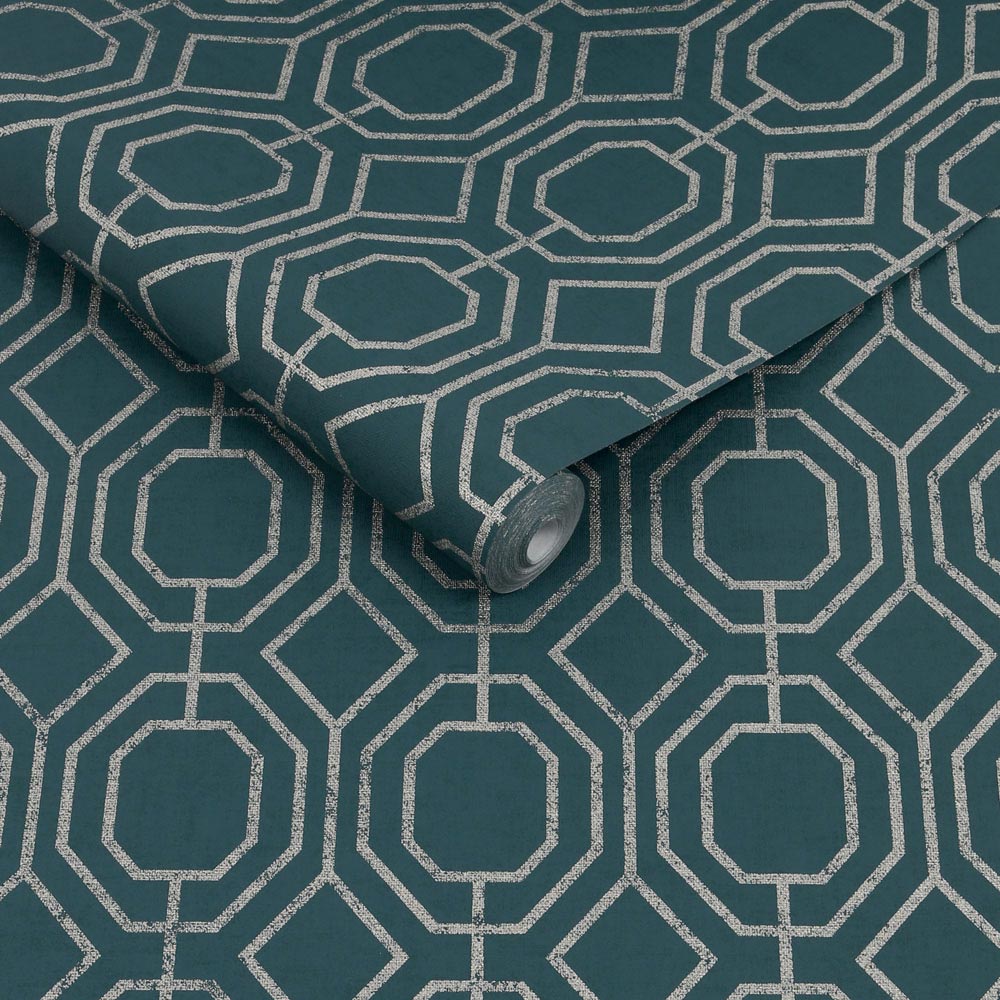 Superfresco Easy Luxe Geo Teal Wallpaper Image 2
