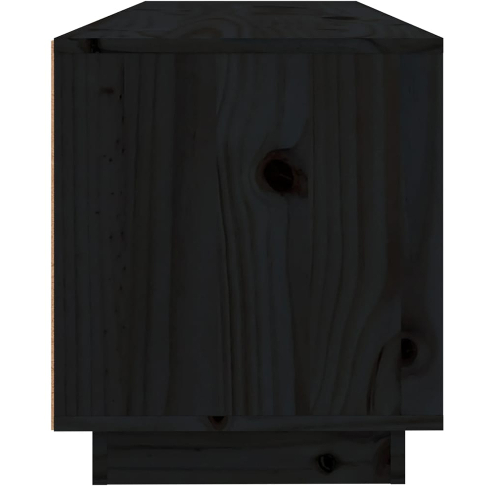 vidaXL 2 Drawer 4 Shelf Black Solid Pine Wood TV Cabinet Image 6