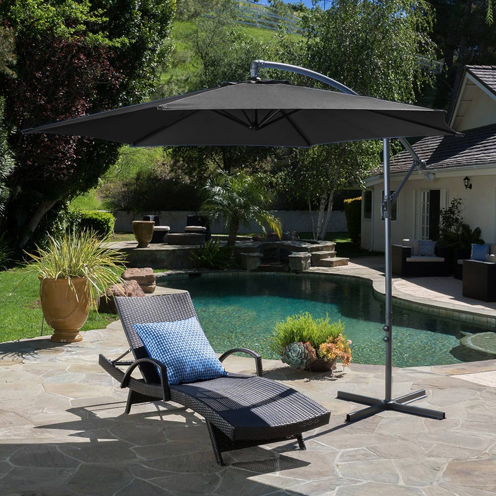 Living and Home Black Cantilever Parasol with Cross Base 3m Image 7