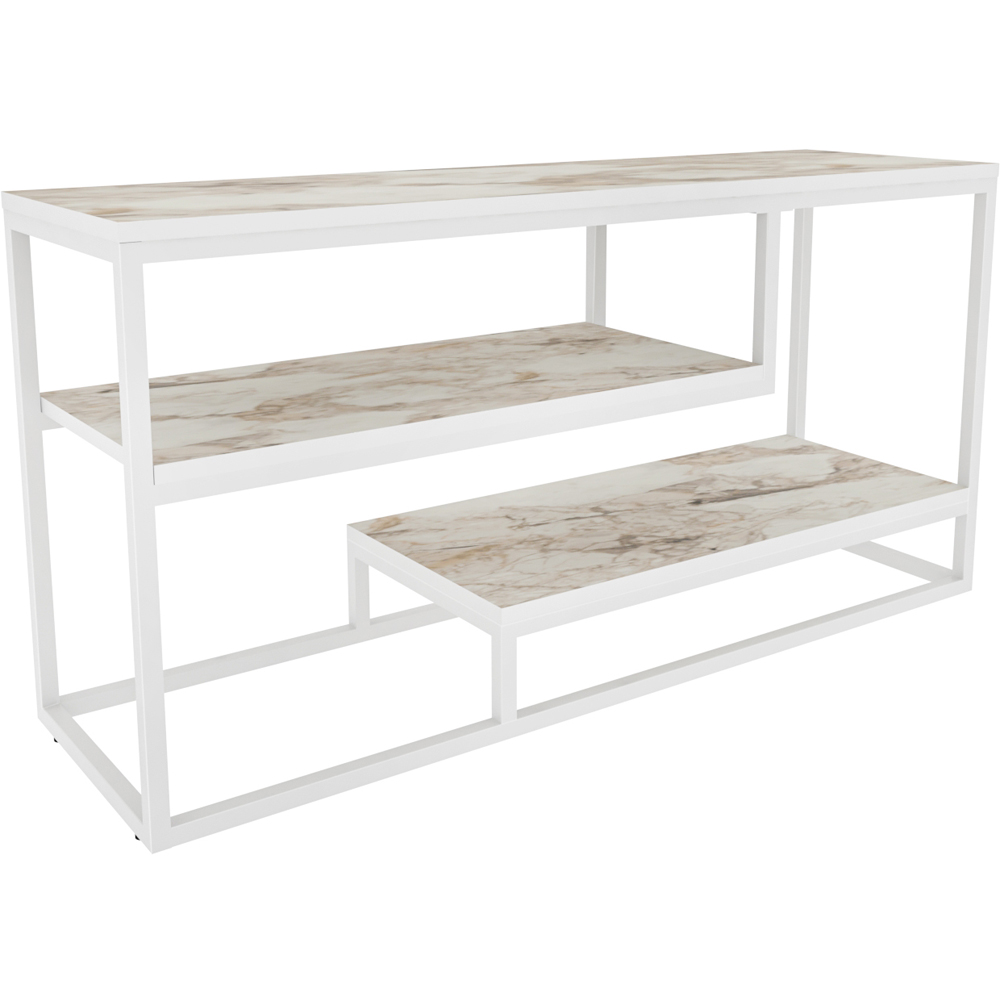 Decorotika Lorin 3 Shelf White Marble TV Unit Image 5