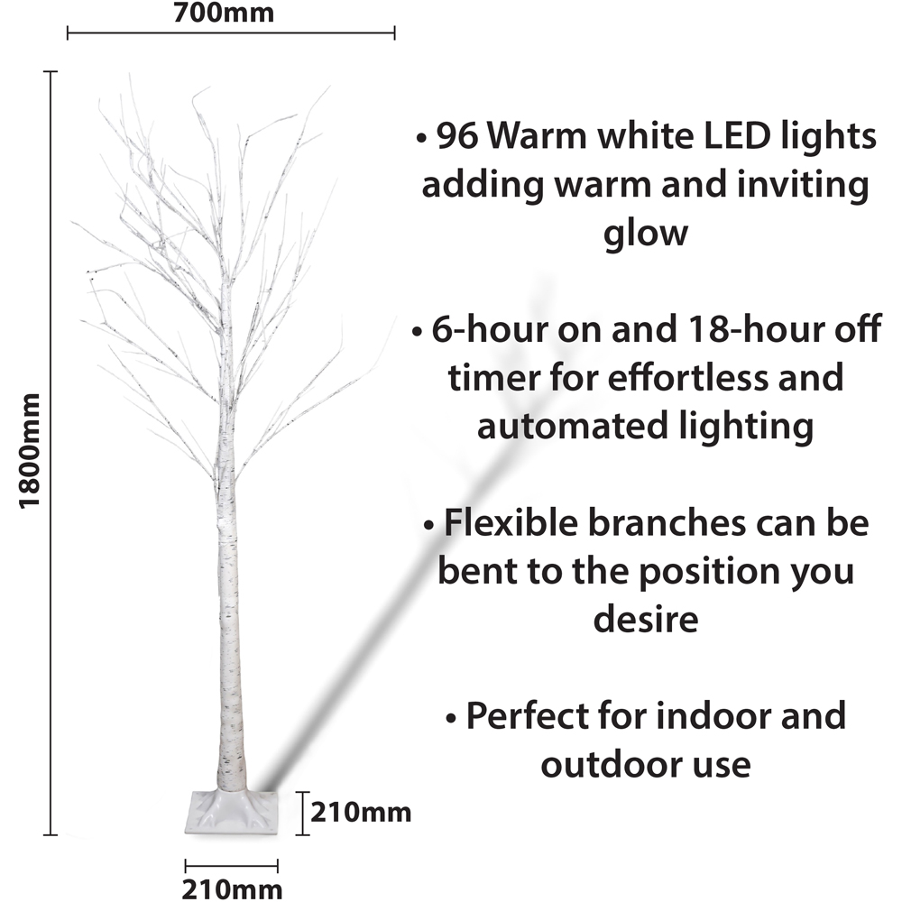St Helens Indoor and Outdoor LED Light Birch Tree 180 x 70cm Image 4