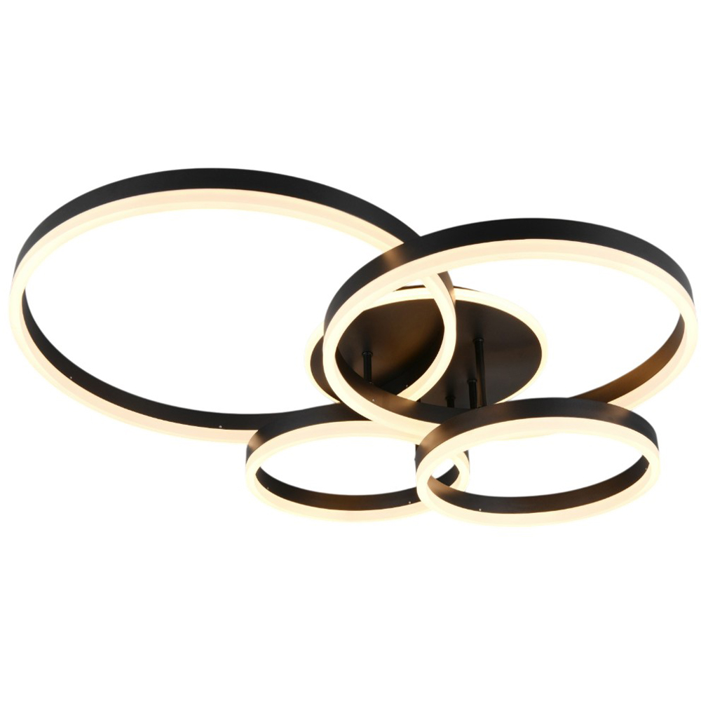 TRIO Drake Black Matt Integrated LED Ceiling Light Image 1