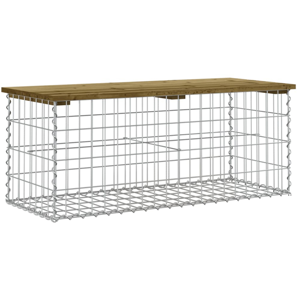 vidaXL Brown Solid Impregnated Pine Wood Gabion Design Garden Bench 103 x 44 x 42cm Image 1