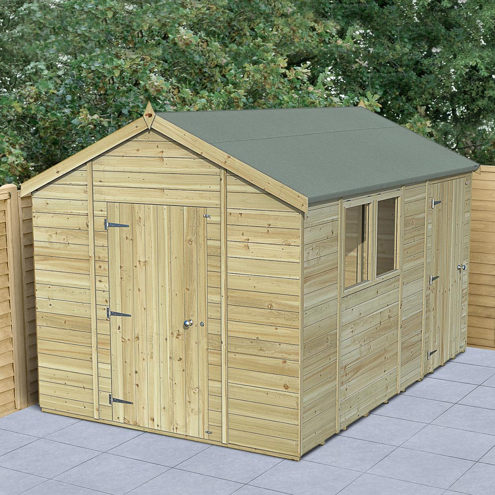 Forest Garden Timberdale 12 x 8ft Triple Door Pressure Treated Apex Shed Image 2
