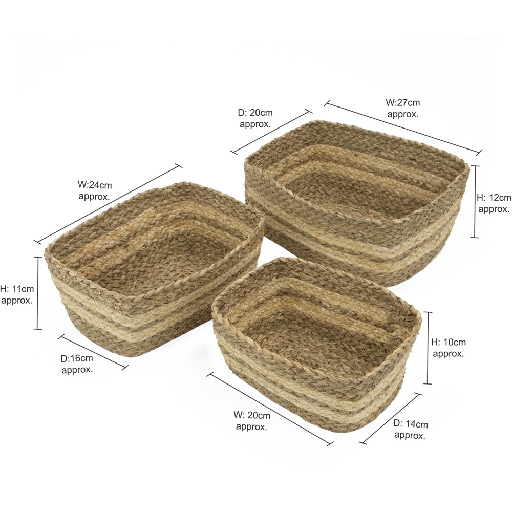 JVL Palma Maize Natural Rectangular Storage Basket 3 Pack Image 9
