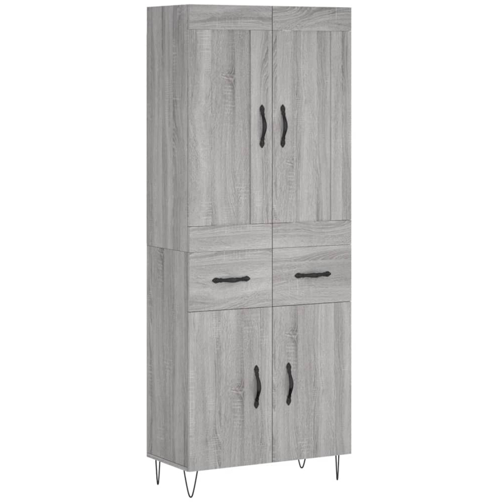 vidaXL 4 Door 2 Drawer Grey Sonoma Highboard Image 2