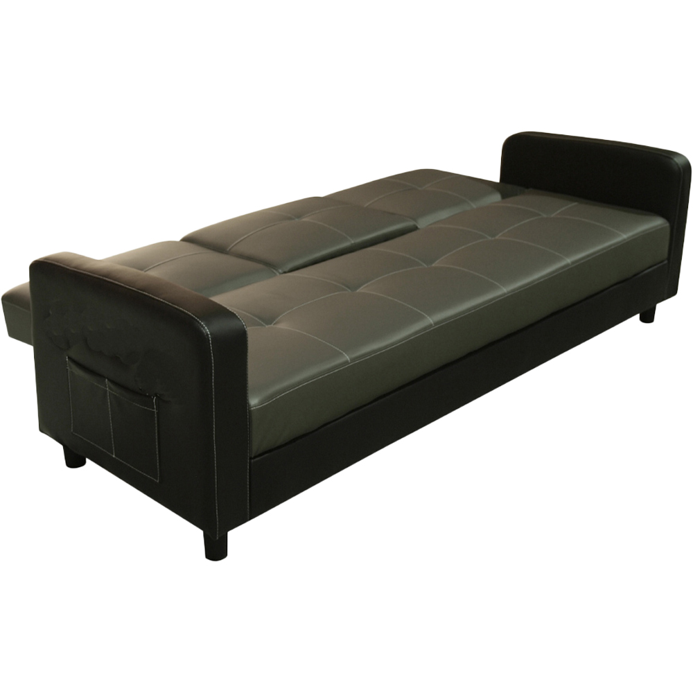 Home Detail Tampa 3 Seater Ash Grey and Brown Faux Leather Sofa Bed Image 3