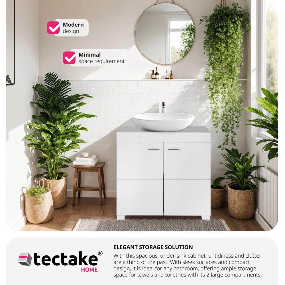 Tectake Idris 2 Door White Bathroom Cabinet Image 5