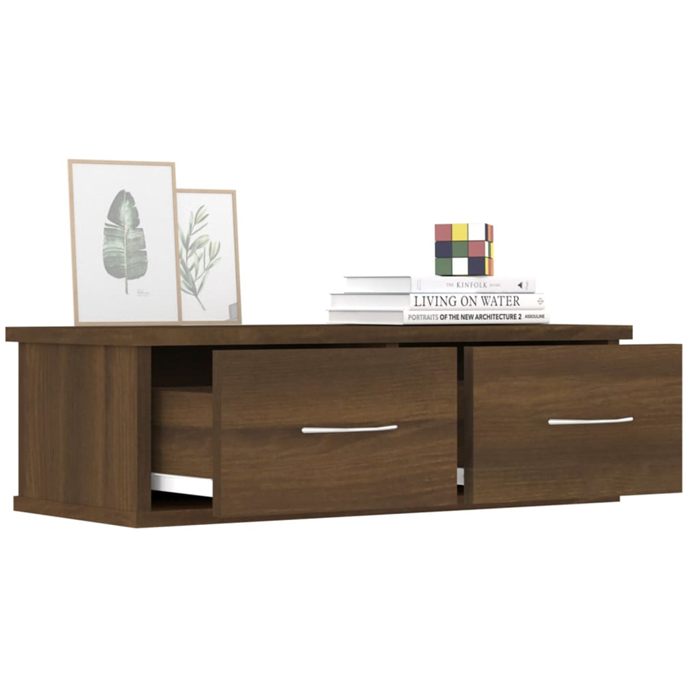 vidaXL 2 Drawer Brown Oak Wall Cabinet Image 6