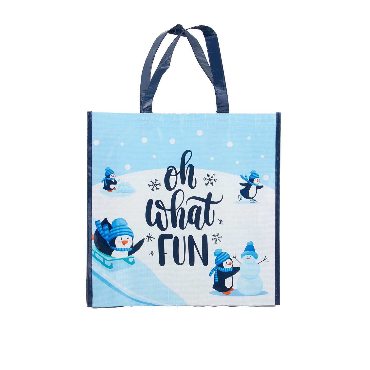 Oh What Fun Xmas Shopper Bag Blue - Blue Image 1