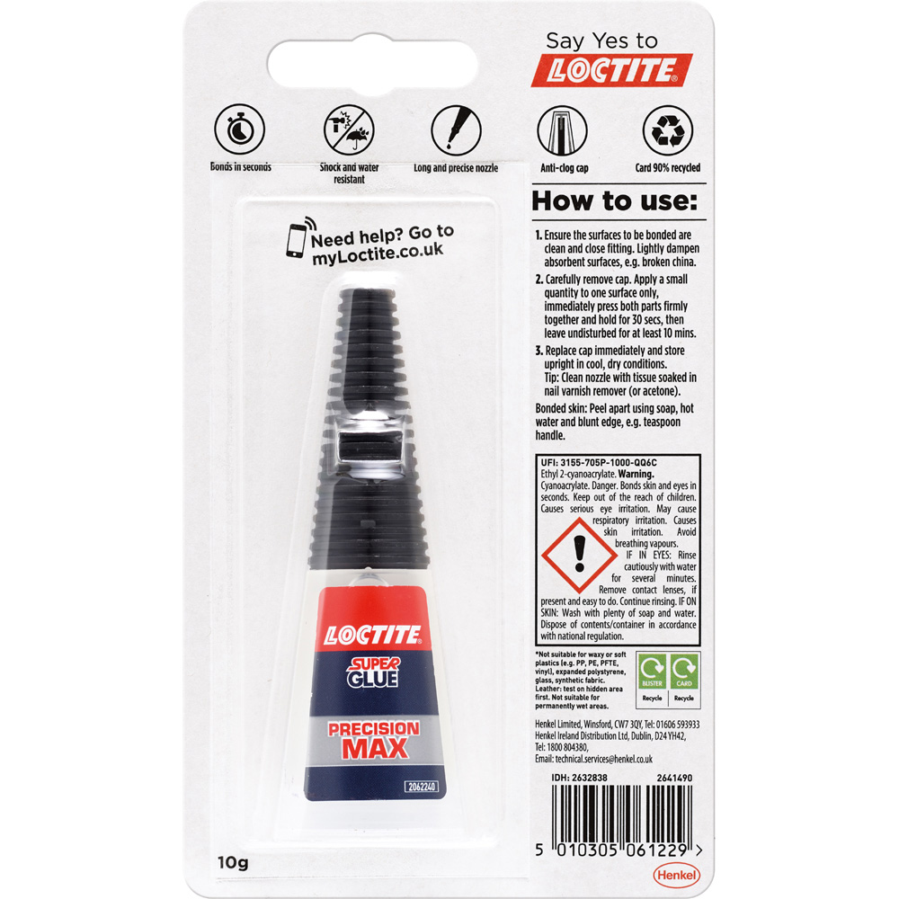 Loctite Precision Max Super Glue Liquid 10g | Wilko