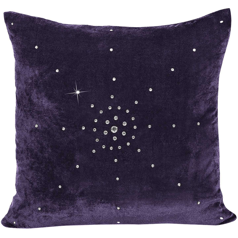 Intimates Grace Diamante Plum Filled Cushion 43 x 43cm 2 Pack Image 1