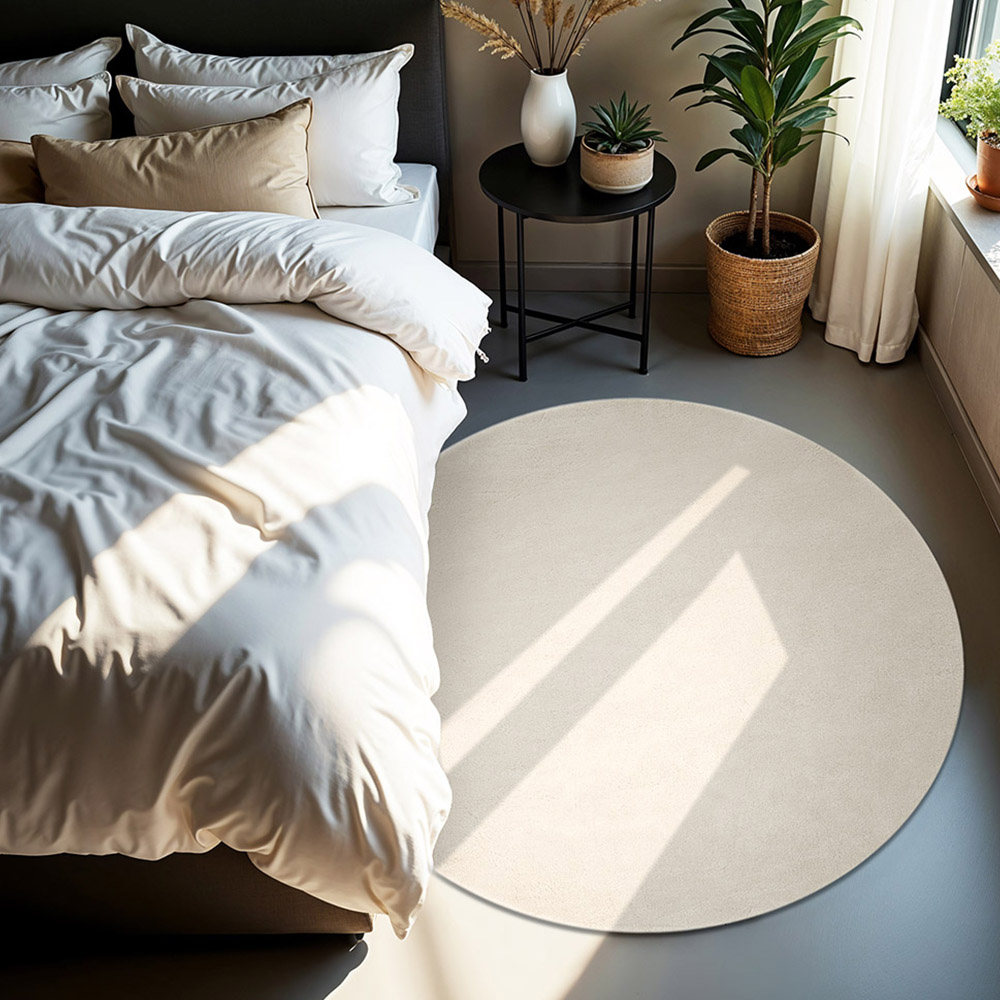 tectake Zonelle Cream Short Pile Ultra Soft Rug 120 x 120cm Image 2